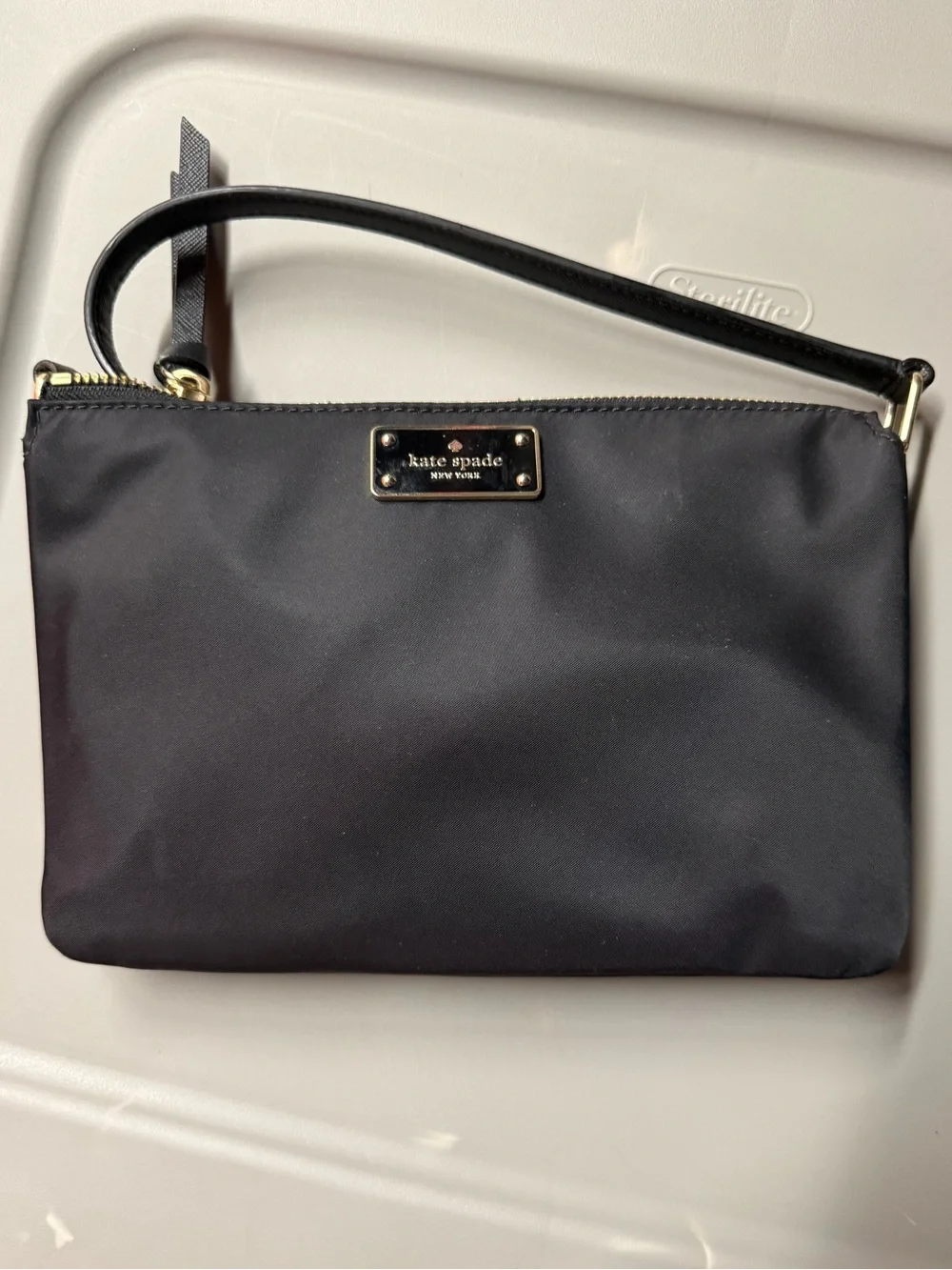 ♠️ kate spade black nylon crossbody with gold-tone plaque ♠️